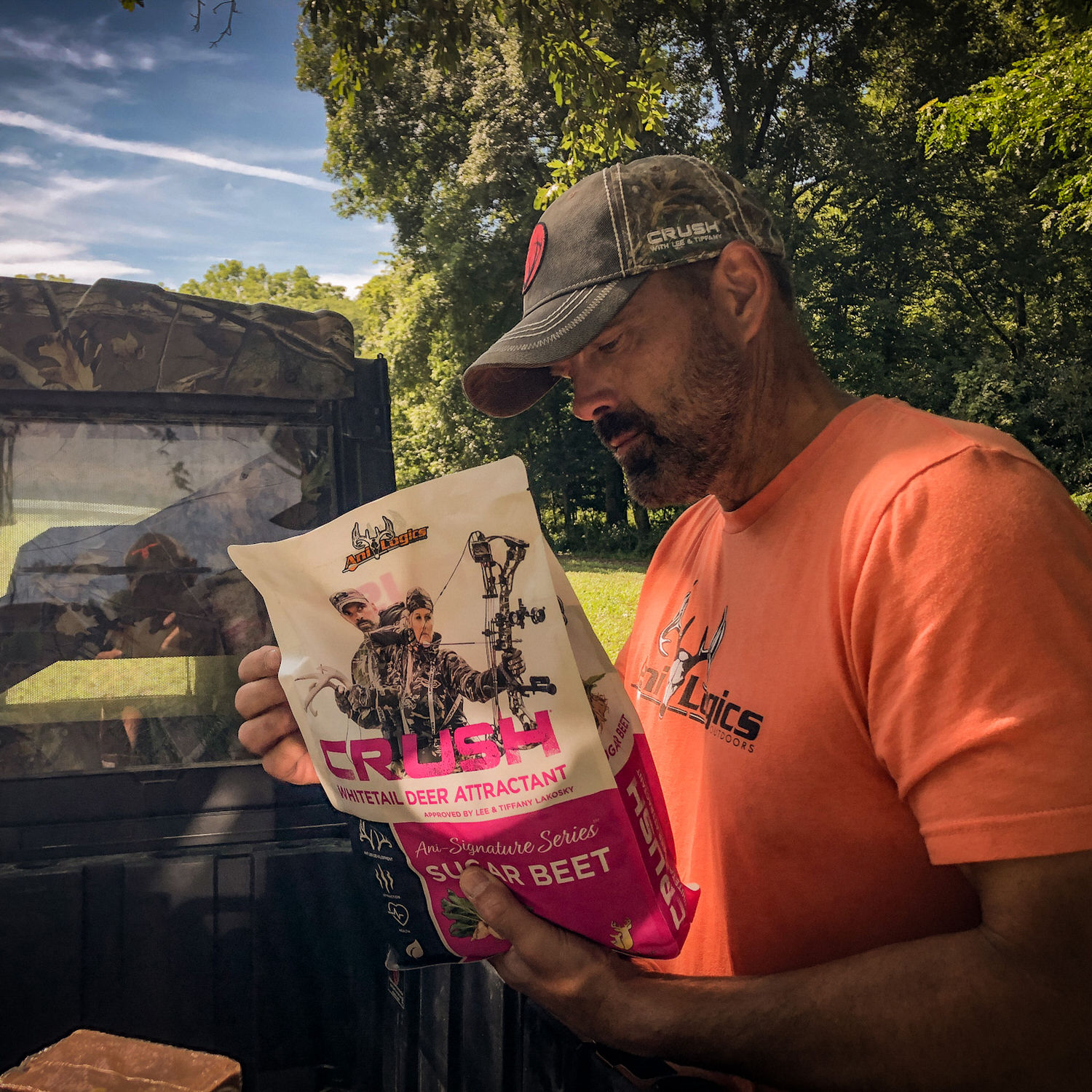 Lee Lakosky holding a bag of CRUSH Sugar Beet Granular