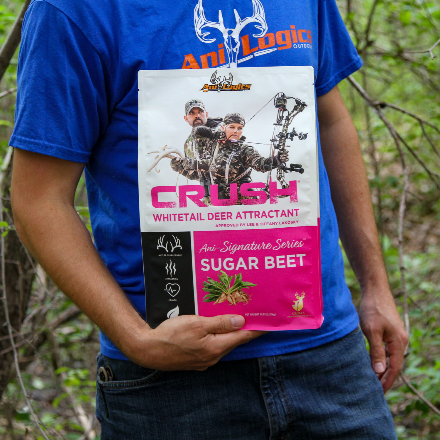 Man holding a bag of CRUSH Sugar Beet Granular