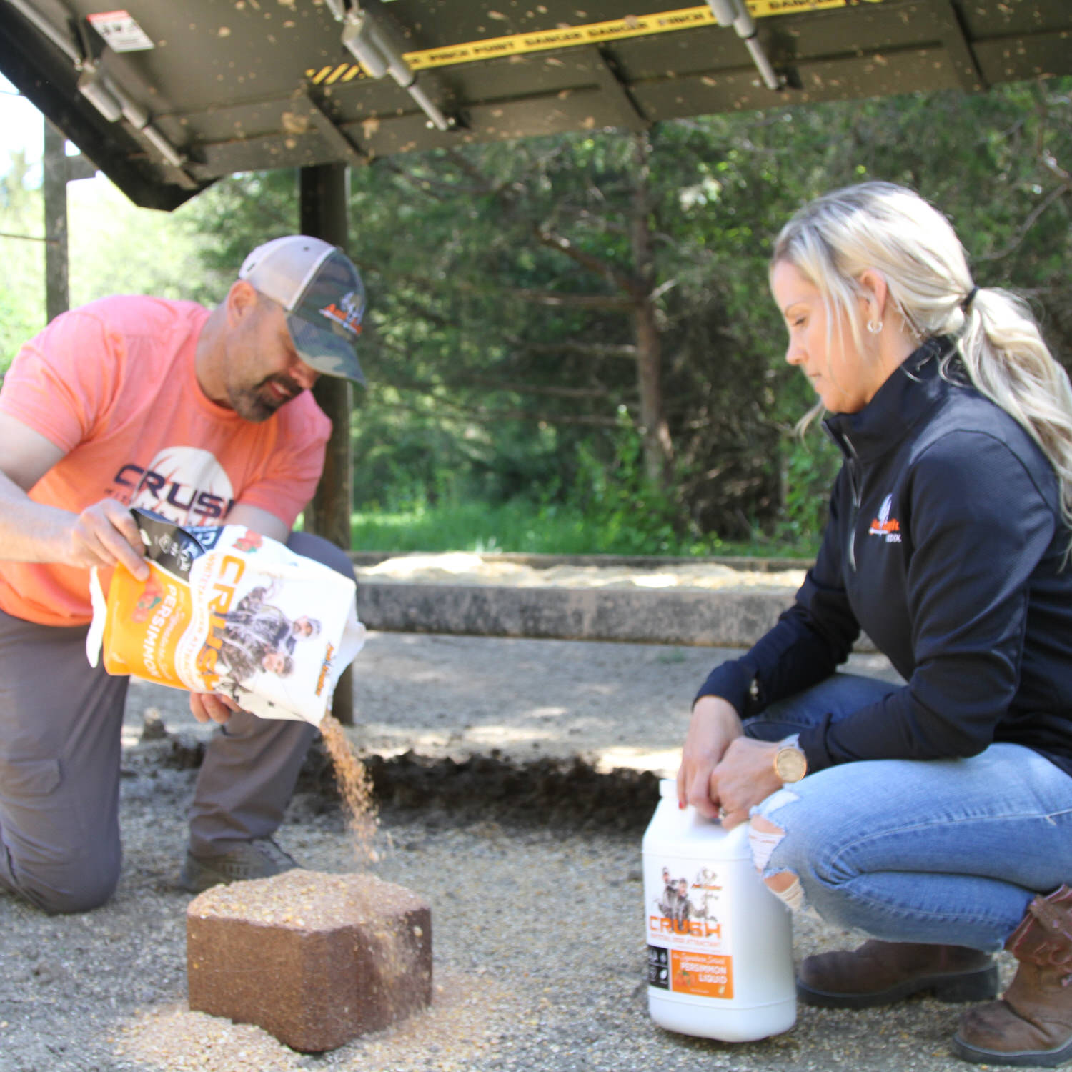 Lee and Tiffany Lakosky using a variety of CRUSH Persimmon attractant products