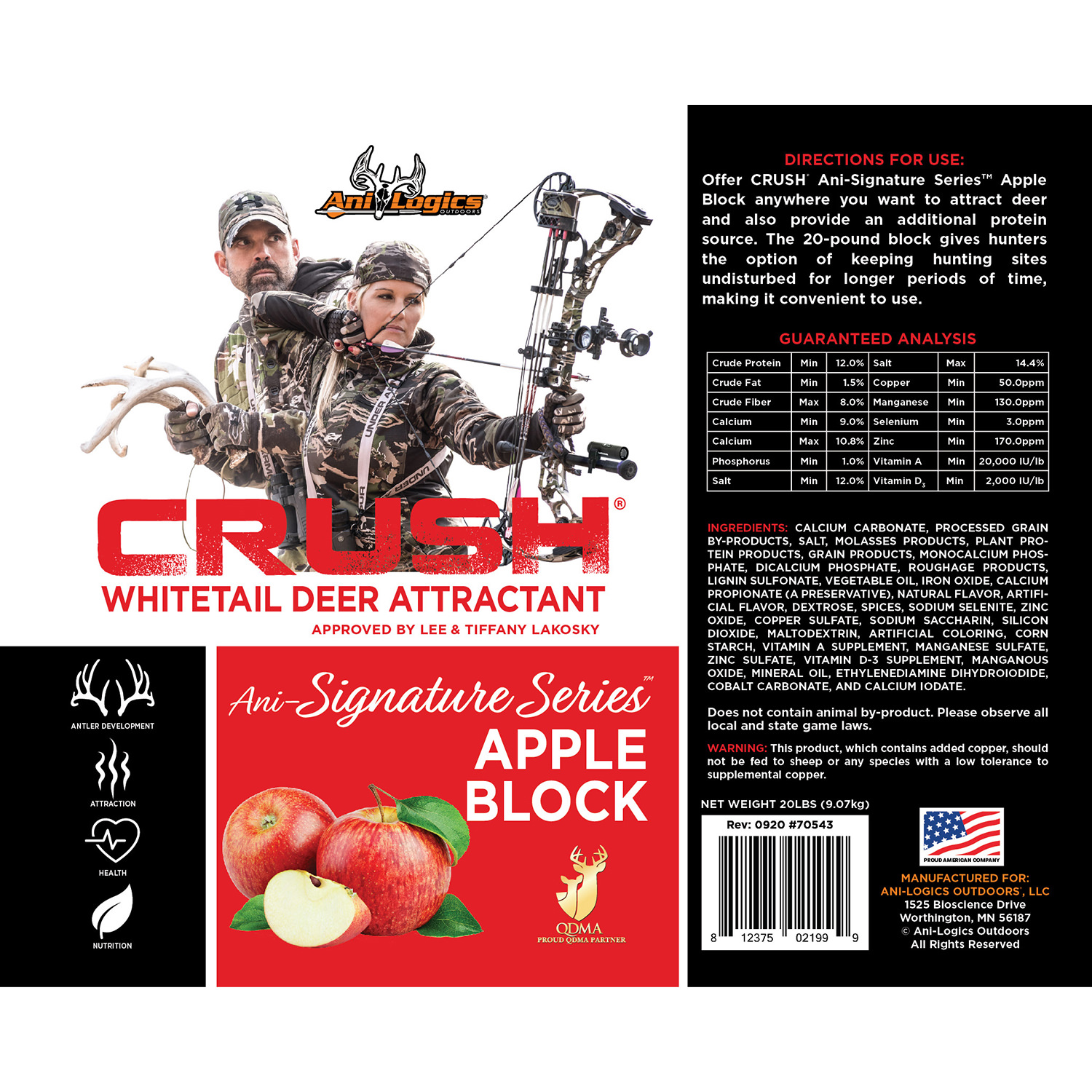 CRUSH Apple Block label information