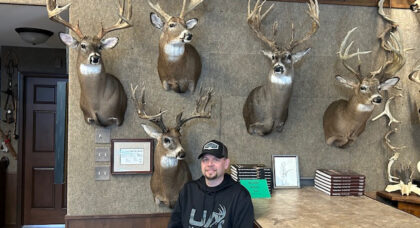 Luke Onstad with his trophy wall